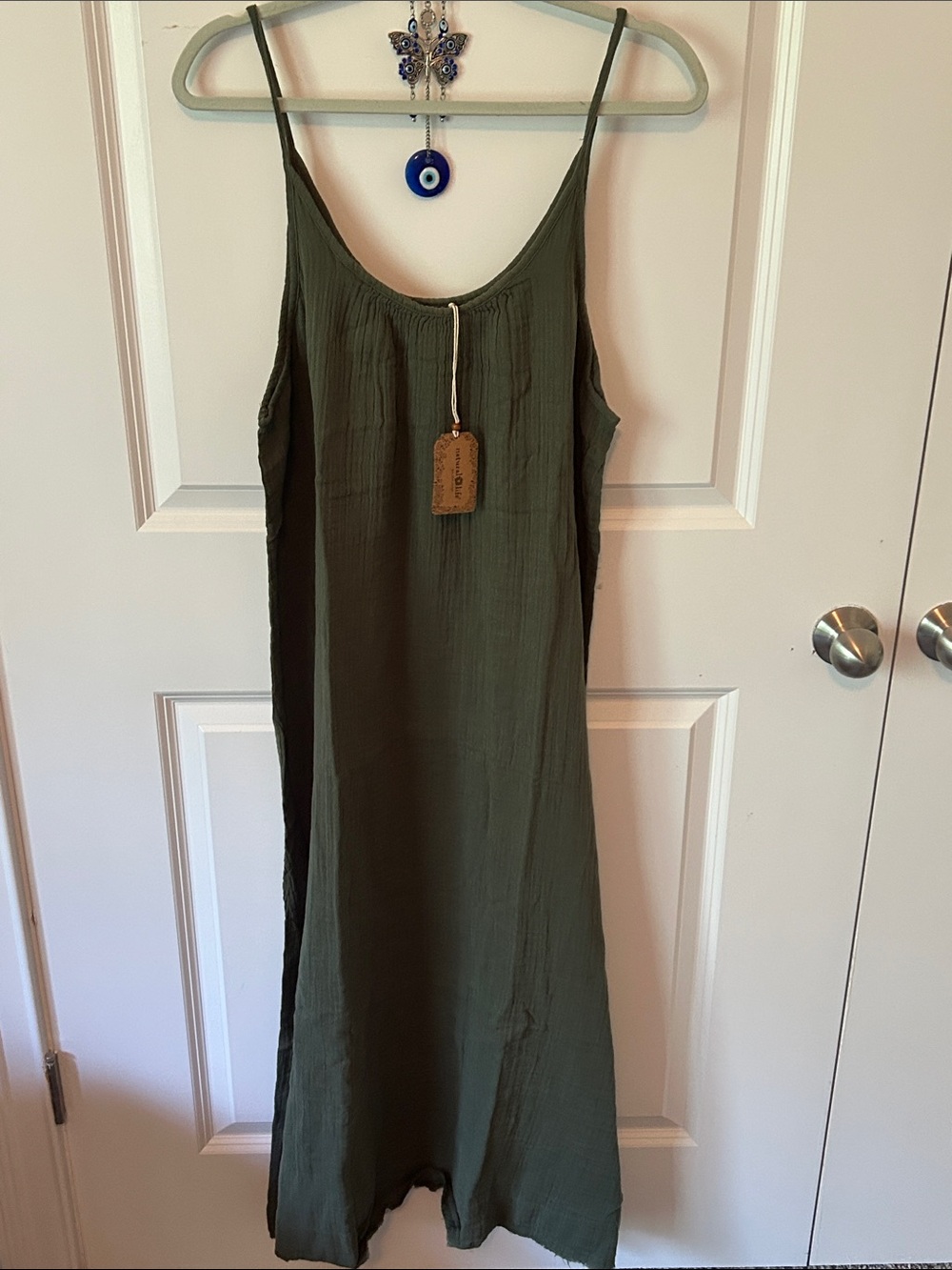 NATURAL LIFE Olive Green Spaghetti-Strap Maxi Dress